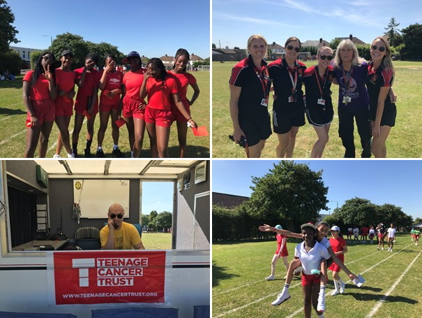a group of four images showing the Townley Grammar Sports day from 2019