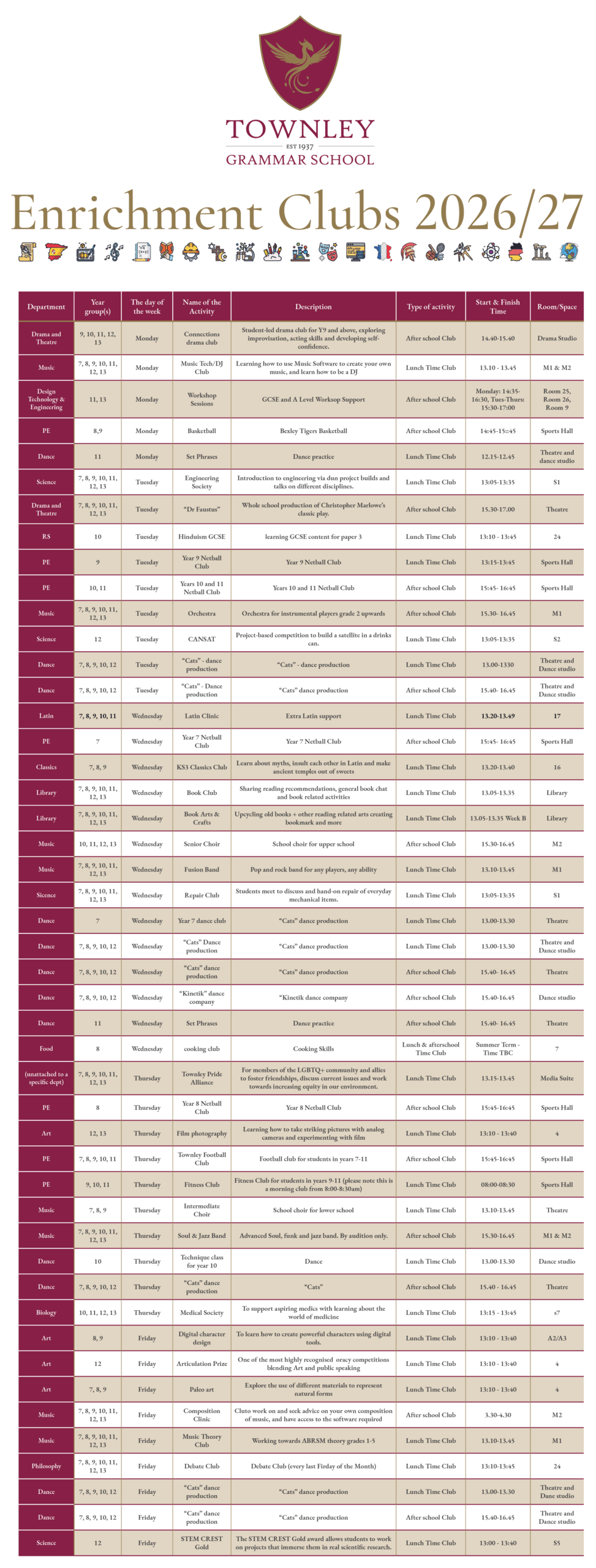 ENRICHMENT CLUBS 2026-27